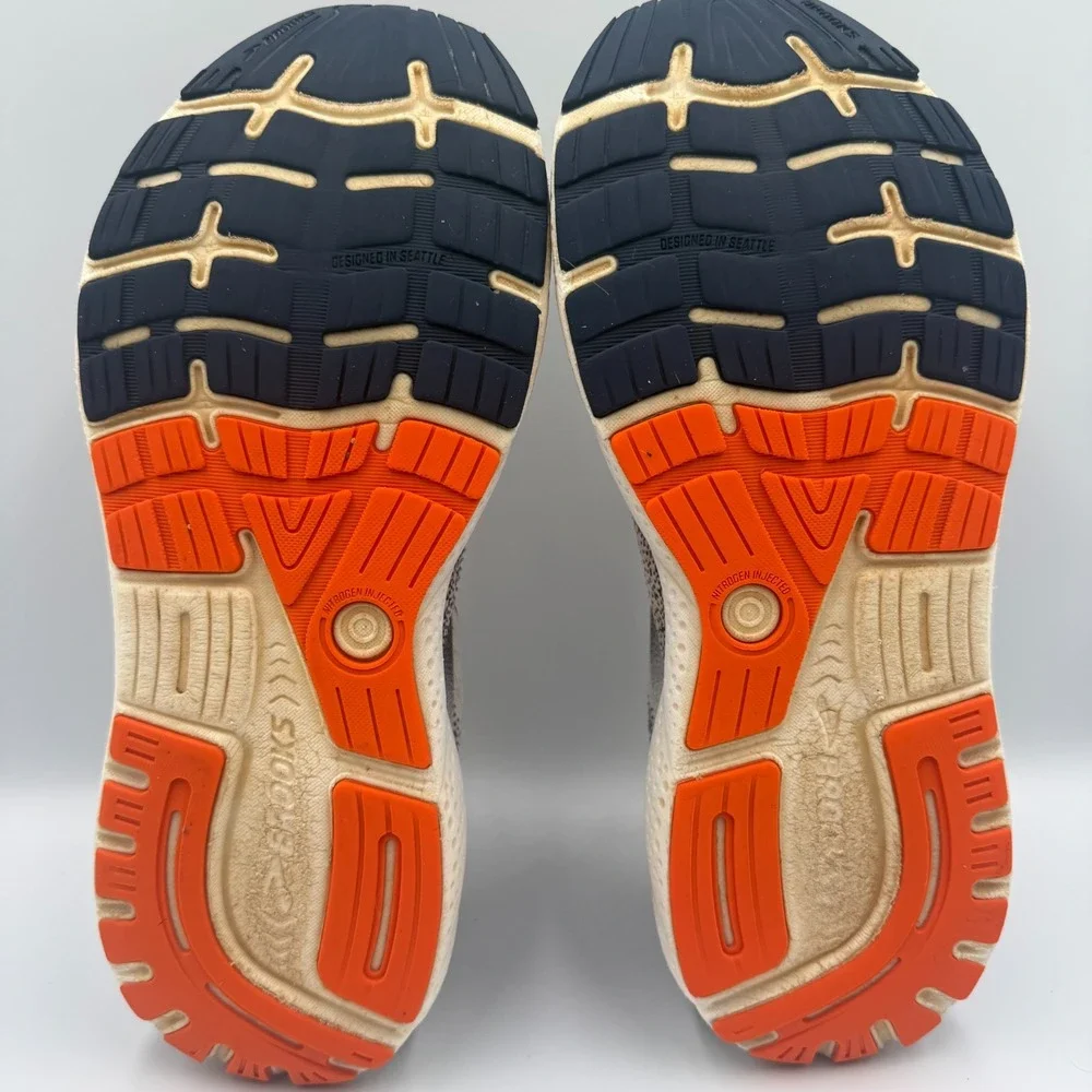 Brooks Ghost 16 White Running Shoes Mens Size 11 D Blue Orange Athletic Sneakers